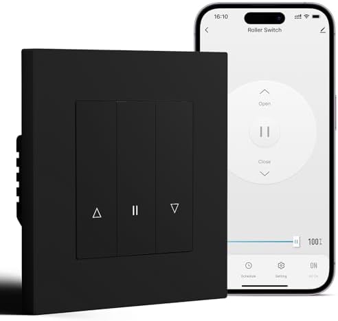 BSEED Smart Zigbee Rolladenschalter, Smart Jalousie Schalter Unterputz Kompatibel mit Alexa/Google Home/Tuya, Rolladen Zeitschaltuhr mit PC Rahmen, Benötigt Nullleiter & Zigbee-Gat