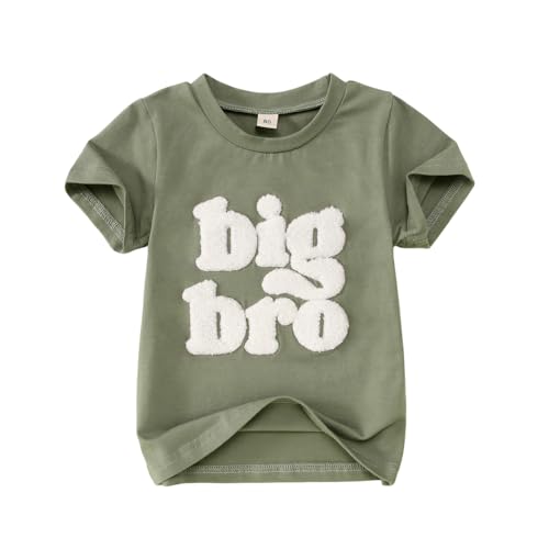 SOFEON Big Brother Shirt Toddler Baby Boy Big Bro Chenille Patch Letter T-Shirt Announcement Tees Summer Short Sleeve Top