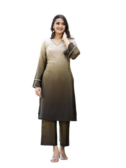 Varanga Women Ombre Olive A-Line Kurta Set