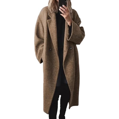 Winter Trench Coat Women Casual Long Sleeve Coat Long Oversized Button Down Overcoats