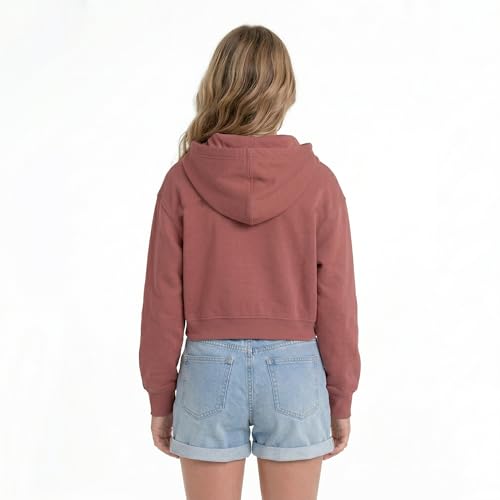 Image of HOODLIFE Girls Cropped Zip-Up Hoodie Sweatshirt Soft Cotton Blend Crop Jacket with Hood, Drawstring & Front Pocket Casual Lightweight Hoodie