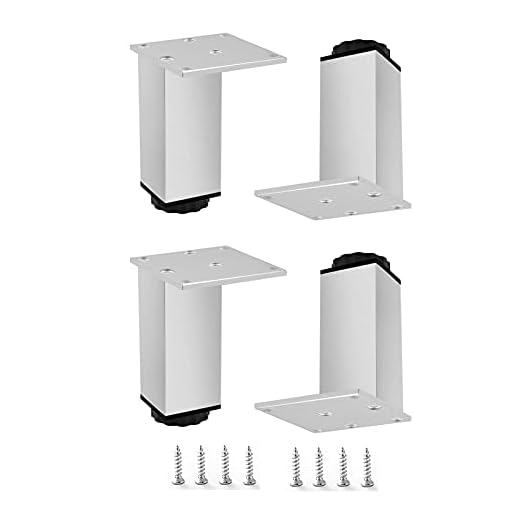 Justerbara sofffötter, möbelben av aluminiumlegering, metallreservfötter, med monteringsskruvar, svarta fyrkantiga skåpben, för sängsida/tv-skåp, pallar, soffbord, vit-32 cm/12,6 tum