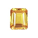 REAL-GEMS Natural Yellow Citrine Loose Gemstone Emerald Cut 15 Carat Stone for Jewelry Making Projects