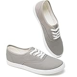 Womens Classic Canvas Sneakers,Low Top Canvas Shoes,Lightweight Casual Canvas Sneakers(Light Grey US6)