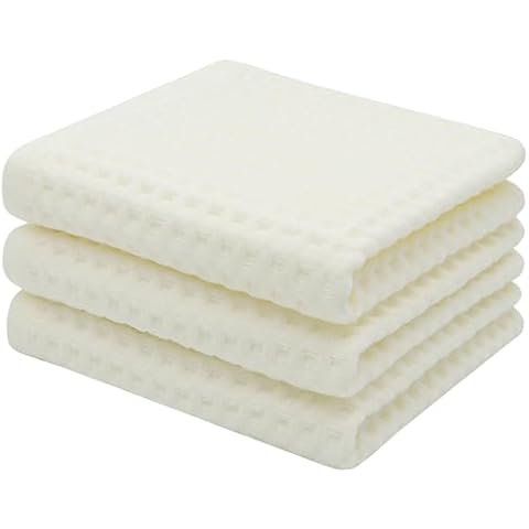 Mia'sDream Cotton Waffle Bathroom Hand Towels Set, Premium Qualit Thin Face Towels 3 Pack, Quick Drying Facial Towels Fingertip Towels Hand Towels for Bathroom,13" x 27" (Beige) Cover