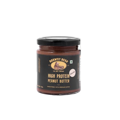 Image of Brawny Bear High Protein Peanut Butter Chocolate Flavour, Nut Butter - 10G Protein Per Serve, 100% Natural Sweetened with Dates, Healthy Chocolate Spread with No Added Sugar - 200 gm