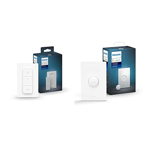 Philips Hue v2 Smart Dimmer Switch and Remote, Installation-Free, Smart Home, Exclusively for Philips Hue Smart Lights (2021 Version), White & Smart Button for Hue Smart Lights Philips Hue v2 Smart Dimmer Switch and Remote, Installation-Free, Smart Home, Exclusively for Philips Hue Smart Lights (2021 Version), White & Smart Button for Hue Smart Lights