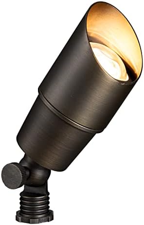 Gardenreet Brass Landscape Lights Spotlight, 12V Low Voltage Bronze Uplight Outdoor Waterproof LED Fixture for Garden Yard Without MR16 Bulb