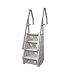 Vinyl Works Deluxe Versatile Adjustable 32 Inch in-Pool Step Ladder Entry System with Double Handrail for Above Ground Swimming Pools, White