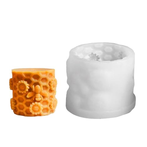 Molde de silicona de cilindro de abejas, molde de silicona de miel peine - Molde de vela 3D Molde de jabón de cilindro | Artículo de resina animal de decoración para el hogar de lanzamiento rápido par