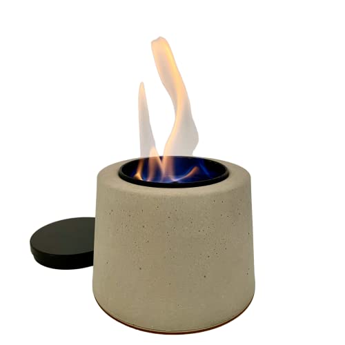 Fine&Clear Manhattan Stove Tabletop Fire Pit - Handmade Bio Ethanol Firepit, Concrete Fire Bowl, Mini Fireplace For Indoor & Outdoor - Bio Ethanol Fuel Stove With Extinguisher Lid Made In Usa #TOP4