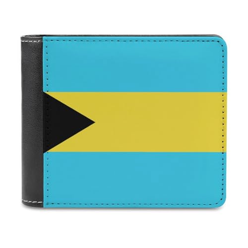 Bahamas Flag Sea Blue Fashionable Single-sided Leather Wallet And Portable Wallet
