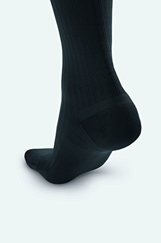 Image of JOBST forMen Ambition Knee High with SoftFit Technology Band, 30-40 mmHg Ribbed Dress Compression Socks, Closed Toe, 4 Regular, Black