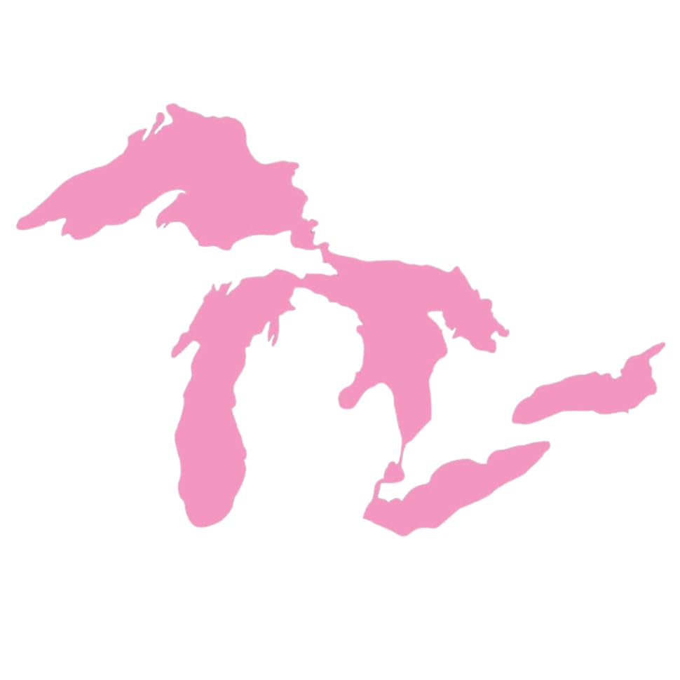 Image of Great Lakes Sticker Michigan Car Decal Premium Heavy-Duty Waterproof Vinyl for Bumpers, Windows, Laptops, Water Bottles or Coolers (Pink, 4.75 inch Wide)