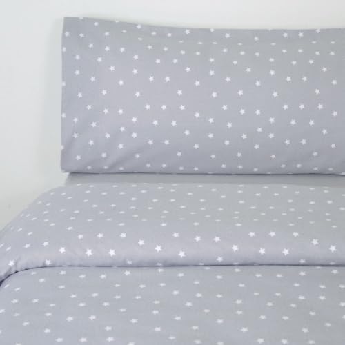 10XDIEZ Funda nórdica Franela Stars Gris (Gris - Cama de 135cm)