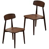 KaBuea Esszimmerstühle aus massivem Holz, Mid-Century-Frühstücksstuhl mit bequemer gebogener Rückenlehne, for Esszimmer, Wohnzimmer, Schlafzimmer, Studio(None,2PCS)