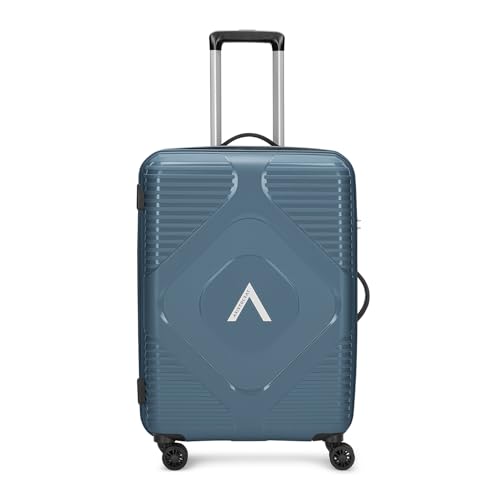 Image of Aristocrat Crystal Check-in Trolley Bag 66cm | Medium Hard Luggage | 8-Wheel Suitcase for Travel | Combination Lock with Anti-Theft Zipper | Polypropylene | 3 Years International Warranty (Teal Blue)
