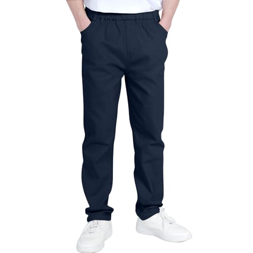 Boys Dress Casual Pants Baggy Wide Leg Cargo Sweatpants Elastic Waist Straight Leg Open Bottom Pants with Pockets2