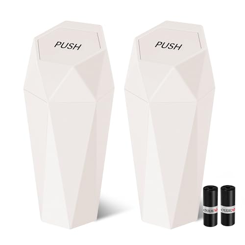 Image of Car Trash Can with Lid - 2-Pack, Interior Accessories for Vehicles, Leakproof Garbage Can with 30 Detachable Trash Bags, Multipurpose Organizers and Storage Solutions for Home and Office (Beige)