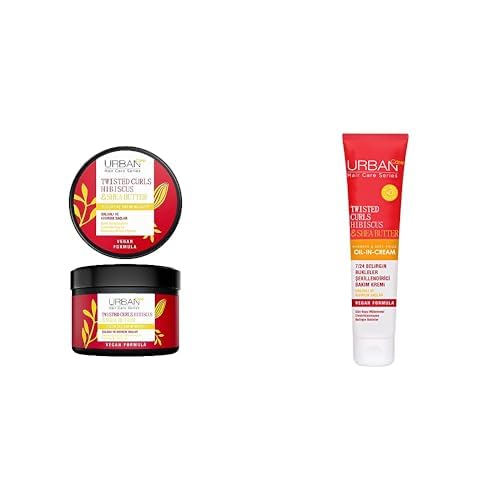 URBAN Care Twisted Curls Hibiscus & Shea Butter Kıvırcık ve Dalgalı Saçlara Özel Yoğun Saç Bakım Maskesi 230 ml- Vegan x Durulanmayan Bakım Kremi 175 ml- Vegan