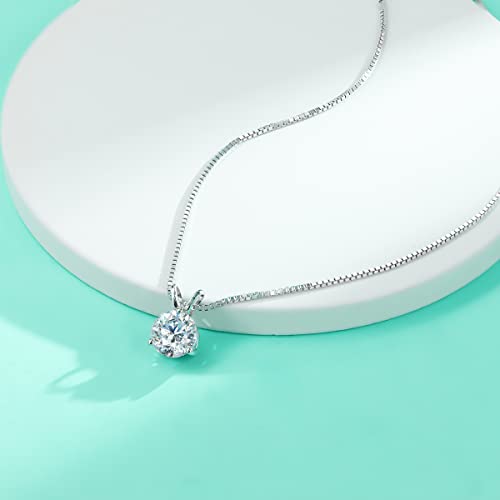 AnuClub Moissanite Pendant Necklace 1CT D Color VVS1 Round Cut 925 Sterling Silver Necklace for Women with Certificate3