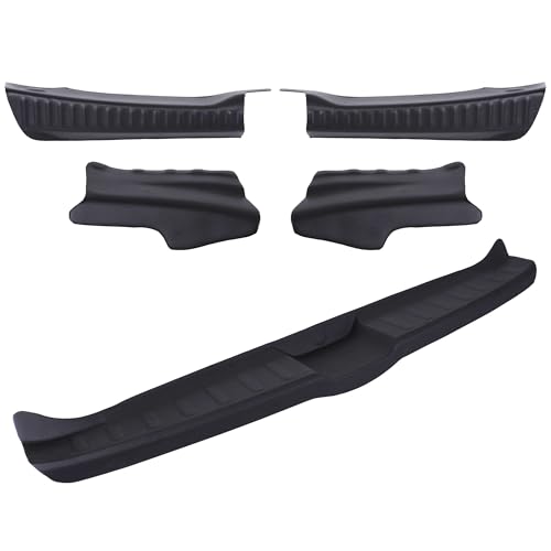 INLY 5 pièces Protection de seuil de chargement/pare-chocs/protection arrière/protège-bagages/protection de coffre en ABS Noir compatible avec Sandero (à partir de 2021)