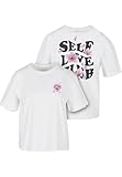 Miss Tee Camiseta para Mujer Self Love Club tee Casual con Estampado en la Espalda, Corte Regular, Camiseta Estampada, Blanco, L