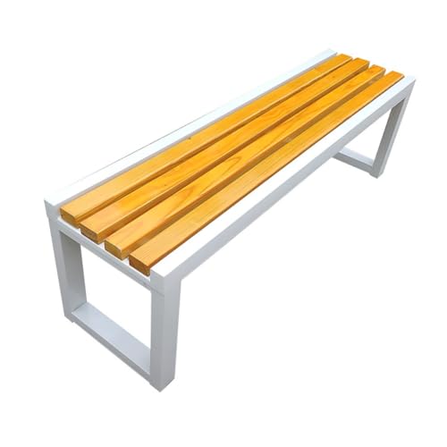 Banco de jardín de metal resistente a la intemperie, piel anticorrosiva para terraza, porche, césped y patio, elegante banco de parque blanco (150 x 40 cm) para centros comerciales y espacios de ocio