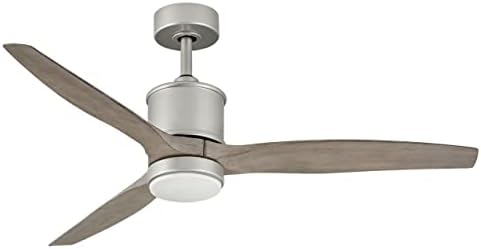 Hinkley Hover 52" Indoor/Outdoor Smart Ceiling Fan with Light and Remote, Modern Propeller Style with Composite Fan Blades, Integrated LED, Brushed Nickel and Weathered Wood