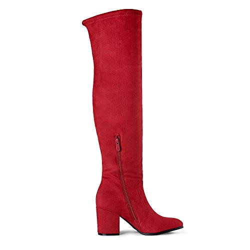 DREAM PAIRS Women’s Thigh High Boots Over the knee Stretch Block Heel Fashion Long Boots2