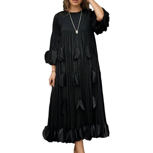 Plus Size Fall Dress for Women Round Neck Long Sleeve One Size Elegantly Casual Dresses