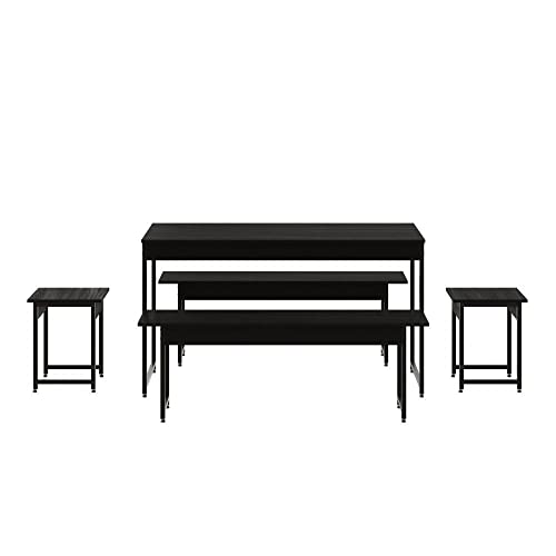 Conjunto Mesa de Jantar com 2 Bancos 2 Banquetas Estilo Industrial Active Yescasa