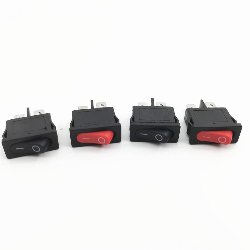 5Pcs KCD1-110 10x22mm Black Super Thin Rocker Switch NO/OFF 2 Pin Small Instrument Power Switch - (Color: Red)