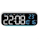 Photo Gallery linnkyfloa orologio digitale da parete con display a led, temperatura, data e sveglia, 4 livelli di luminosità, luce ambientale a 7 colori, perfetto per soggiorno, camera da letto (e) Photo Gallery linnkyfloa orologio digitale da parete con display a led, temperatura, data e sveglia, 4 livelli di luminosità, luce ambientale a 7 colori, perfetto per soggiorno, camera da letto (e)