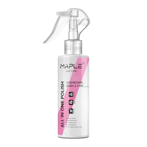 Image of Maple Car Care All-in-One Car Polish 200 ml | Dashboard, Body & Tyre Shine Cleaner | Multi-Surface Polish for Plastic, Vinyl, Leather, Paint, Chrome & Rubber | Car Polish for Shine & Protection