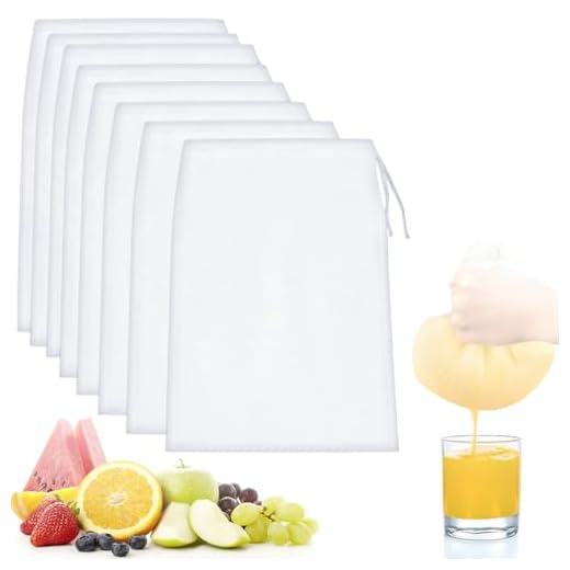 Quelcc 8 Piezas Bolsas de Leche de Nueces, 20 x 30 cm Bolsa de Colador Reutilizable, Filtro Leche Vegetal de Nailon, Filtro de Alimentos, para Queso, Zumo de Frutas, Café, Zumo de Verduras, Té