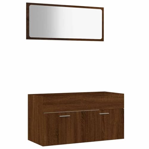 vidaXL Ensemble de Meubles de Salle de Bain 2 pcs Chêne Marron, Armoire d'évier, Armoire de Salle de Bain, unité d'évier de Salle de Bain