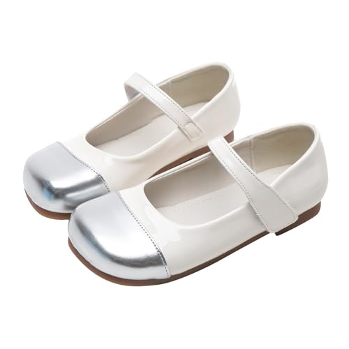 IWIHMIV Toddler Girls Dress Shoes Flower Girls Non Slip Mary Jane Walking Flat Ballet Shoes for Party Wedding2