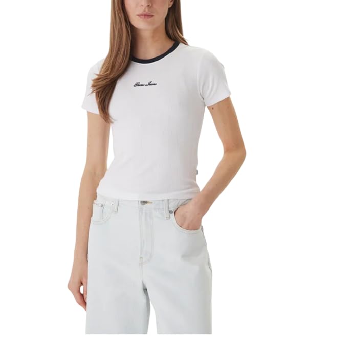 T-shirt femme GUESS vêtement mode haut noir col rond taille S M L XL