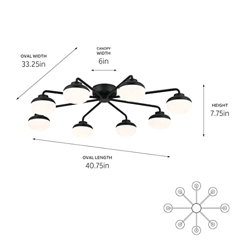 KICHLER Remy 40.75" Flush Mount Modern 8 Light LED Ceiling Fixture with Satin Etched Cased Opal Glass Shades in Black for Kitchen, Living Room or Dining Room (40.75"x33.25"x7.75"), 52608BK by Kichler - Image 3