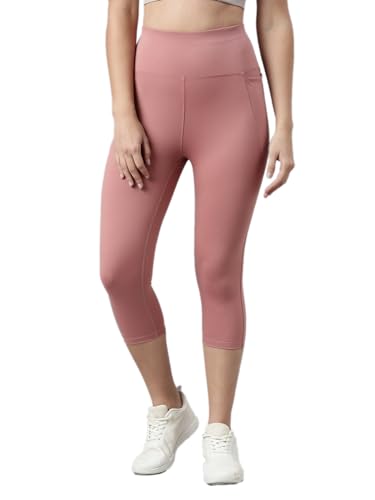 Image of GO COLORS Womens Solid Training Capri | Elastane, High Rise