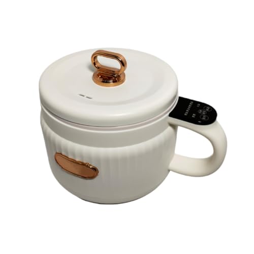 AOUMKインスタントラーメン鍋1.6L 電気炊飯器の寮の学生小さいポット多機能オールインワンポット家庭用ミニ鍋ヌードルクッキング小さな電気ポット1人用 (クリーミーな黄色)