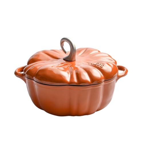 Olla Esmaltada, Olla Multifuncional Con Forma De Calabaza Esmaltada Y Con Tapa Sartenes Resistentes Y Antiadherentes Para Horno Holandés Apto Inducción Horno, Asado, Estofado Guisos(25/9.84in)