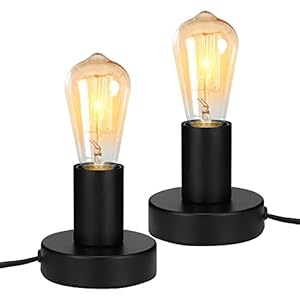 Eusamxon Tafellamp, bedlampje, kleine lamp, nachtlamp set van 2, decoratieve lamp, industriële decoratie, lampfitting…
