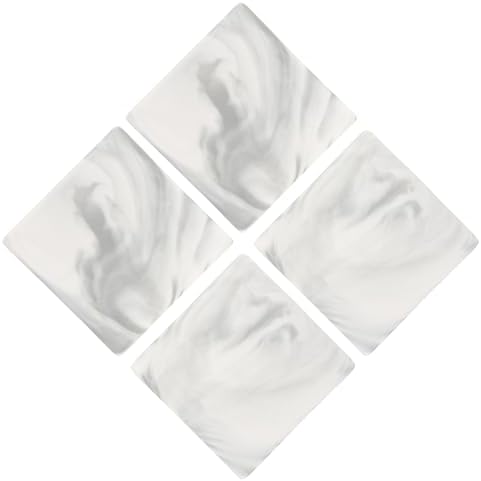 NUOBESTY 4 adet aşınmaya dayanıklı seramik mermer bardak altlığı ısıya dayanıklı ve kaymaz kare bardak altlıkları masa dekorasyonu ve ofiste ve evde koruma için - Görsel 1