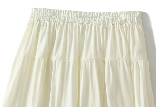 Womens A-Line Midi Skirt Elastic High Waist Pleated Skirts Trendy Casual Flowy Beach Skirt for Prom Party Vacation2