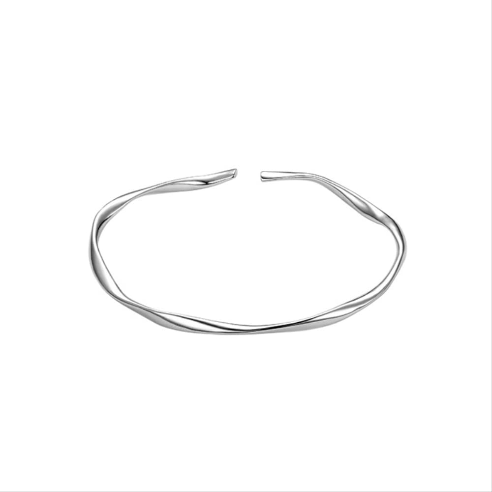 Bracelet mariage minimaliste ajustable brangle mince torsadé - 5