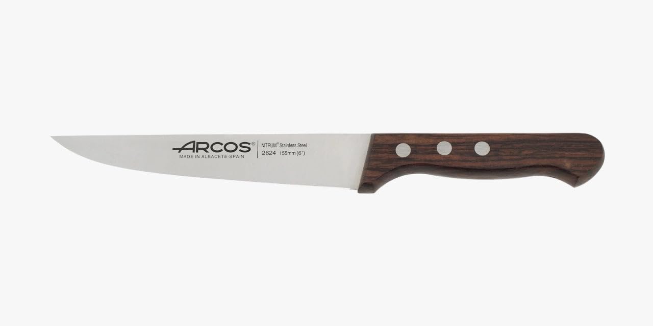 Arcos 262400 seria atlantico-kuchnia nóż nóż nóż nóż nitrm stal nierdzewna 155 mm (6,10 cala) - uchwyt palisander brązowy kolor, 18/8