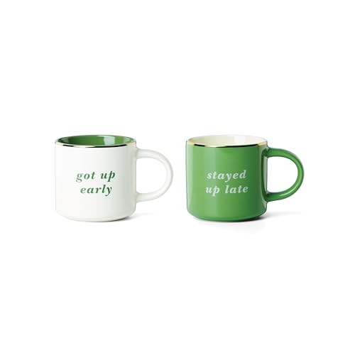 Image of kate spade new york Got Up Early & Stayed Up Late, Mugs, Set of 2, Green