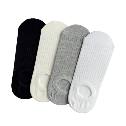 Calcetines invisibles para mujer, 4 pares de calcetines de malla transpirable con forro invisible y huecos, color puro, antideslizantes, para verano, casual, uso diario, mocasines, yoga, viajes